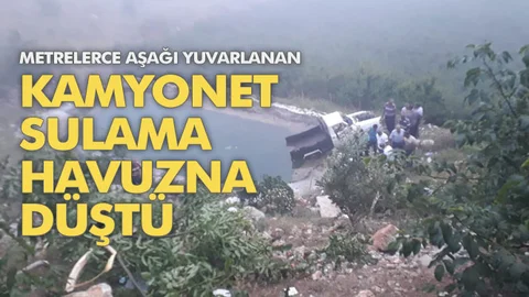 Uçuruma Yuvarlanan Kamyonet Sulama Havuzuna Düştü 2 Kişi Yaralandı