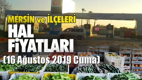 Mersin Hal Müdürlüğü Fiyat Listesi (16 Ağustos 2019 Cuma)