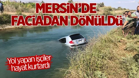 Mersin'de Otomobil Sulama Kanalına Uçtu
