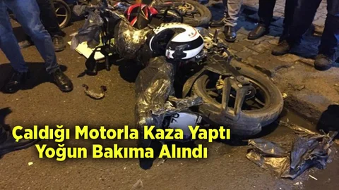 Çaldığı Motosikletle Kaza Yaptı