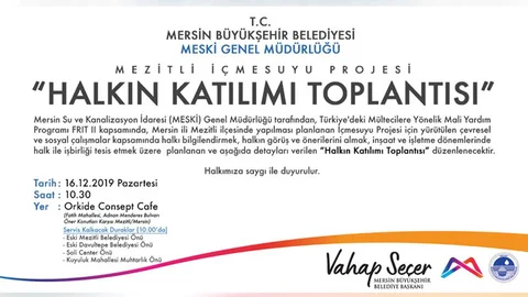 MESKİ’den Mezitli İçmesuyu Projesi Tanıtımı Toplantısına Davet