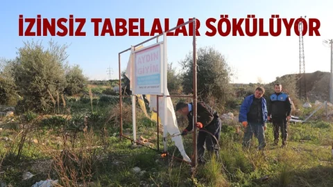 İzinsiz Tabelalar Sökülüyor