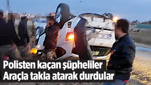 Mersin'de Polisten Kaçan Şüphelilerin Aracı Takla Attı