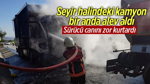 Mersin'de Otoyolda Kamyon Alev Alarak Yandı