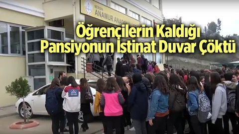 Pansiyonun İstinat Duvarı Çöktü Öğrenciler Tahliye Edildi