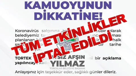 İlçe Belediyesi Tüm Etkinlikleri İptal Etti