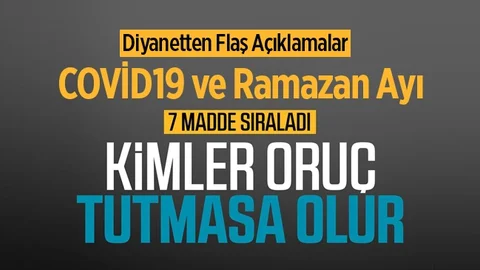 Diyanetten Koronavirüs ve Oruç Açıklaması
