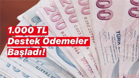 1.000 TL Destek Ödemeleri Başladı!