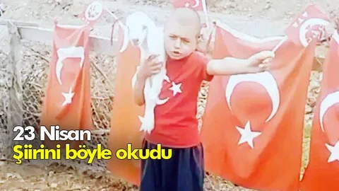Omuzunda Kuzusuyla 23 Nisan Şiiri Okudu