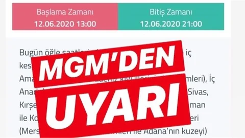 Meteoroloji Genel Müdürlüğünden Uyarı