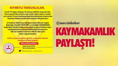 İlçe Kaymakamlığından Maske Uyarısı: Ceza Yazılacak