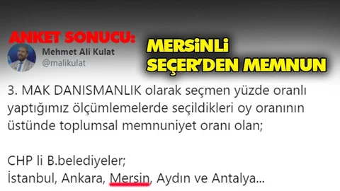 Memnuniyet Anketine Mersin Başkan Seçer’den Memnun!