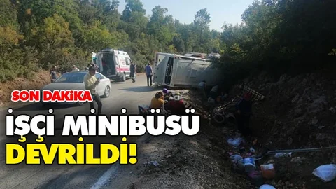 İşçileri Taşıyan Minibüs Devrildi!