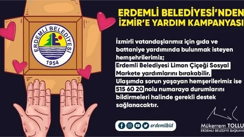 Erdemli Belediyesi’nden İzmir’e Yardım Kampanyası