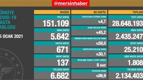 Koronavirüs Günlük Rapor Tablosu Açıklandı