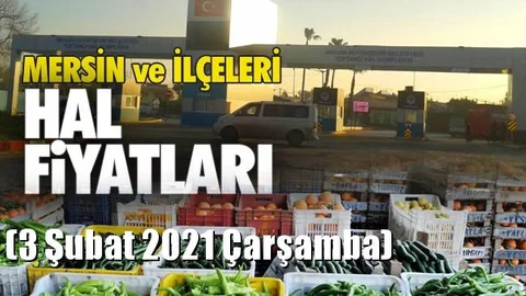 3 Şubat Çarşamba Yaş Sebze ve Meyve Hal Fiyatları