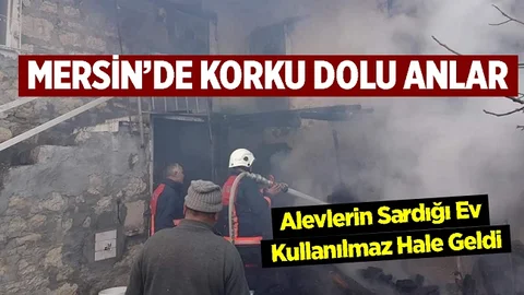 Mersin'in Gülnar İlçesi Konur Mahallesinde Ev Yangını