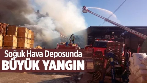 Mersin'de Soğuk Hava Deposu Alevlere Teslim Oldu