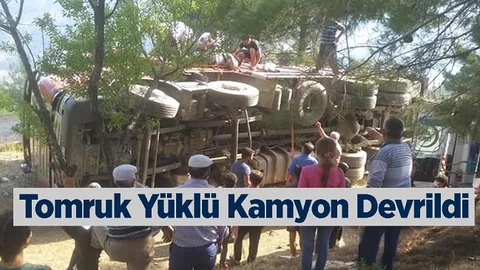 Tomruk Yüklü Kamyonun Freni Patladı, 2 Yaralı