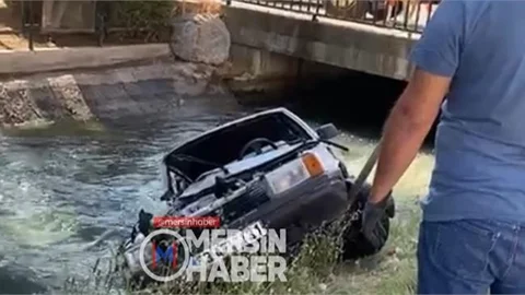 İçinde 3 Kişi Bulunan Otomobil Kanala Uçtu