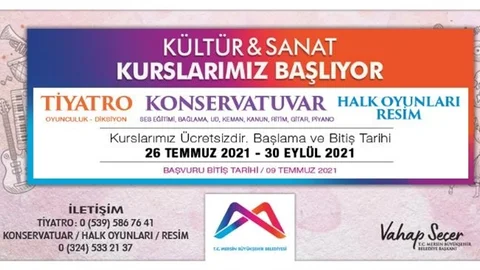 Mersin Büyükşehir’in Ücretsiz Kültür Sanat Kursları Başlıyor