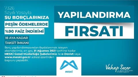 MESKİ’den Su Faturası Borçları İçin Yapılandırma Fırsatı