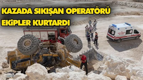 İş Makinasının Altında Kalan Sürücüyü İtfaiye Kurtardı