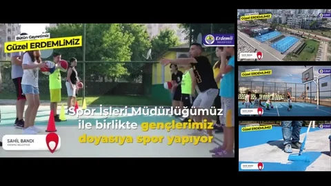 Erdemli Belediyesinin Spor Sahalarında Gençler Doyasıya Spor Yapıyor