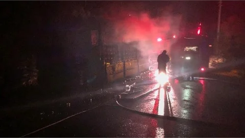 Domates Yüklü Kamyon Alev Aldı!