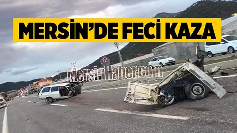 Mersin'de Feci Kaza, Araç İkiye Bölündü