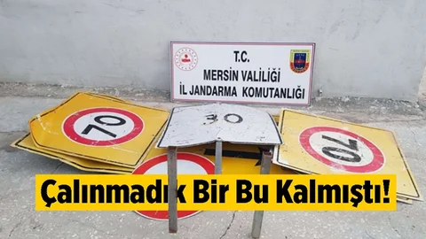 Mersin İl Jandarma Komutanlığını Ekipleri Trafik Uyarı İşaret Levhalarını Çalan Hırsızı Suçüstü Yakaladı