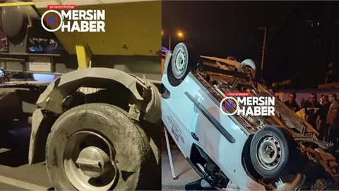 Tır'a Arkadan Çarpan Araç Takla Attı