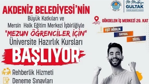 Akdeniz Belediyesi Etüt Merkezi’ne Başvuru Süresi 23 Eylül’e Dek Uzatıldı