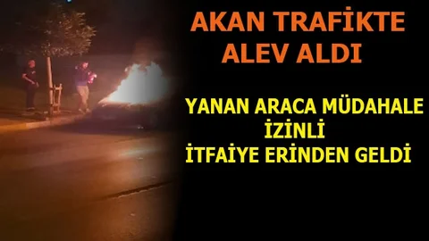 Yanan Araca Müdahaleyi İzinli Olan İtfaiye Personeli Yaptı