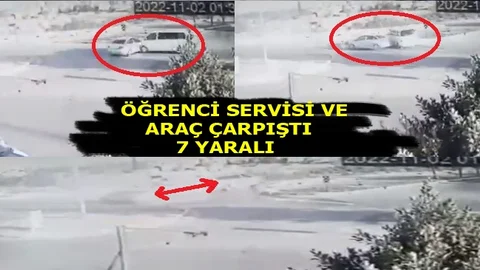 Öğrenci Servisi ve Aracın Karıştığı Kazada 7 Kişi Yaralandı