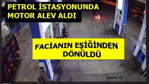 Petrol İstasyonunda Motor Alev Aldı