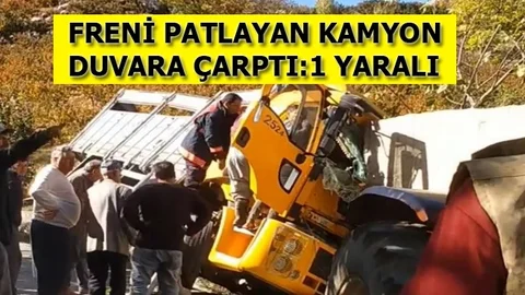 Freni Patlayan Kamyon Duvara Çarptı