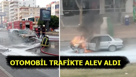 Mersin'de Otomobil Yangını