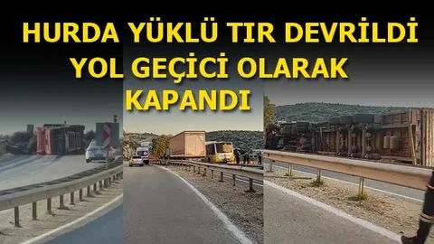 Hurda Yüklü TIR Devrildi
