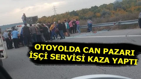 Mersin Otoyolda İşçileri Taşıyan Minibüs Devrildi