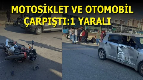Otomobilin Çarptığı Motosiklet Sürücüsü Yaralandı