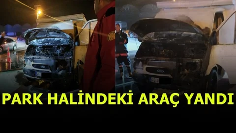 Park Halindeki Kamyonet Alev Aldı
