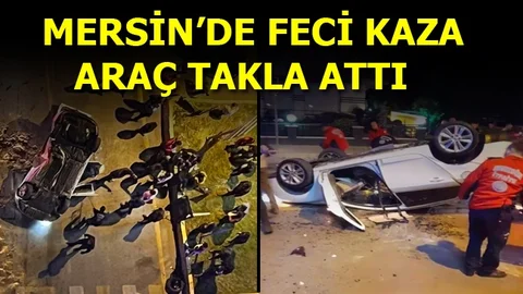 Mersin'de Kaza Yapan Araç Ters Döndü, Yaralılar Var