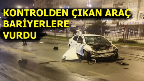 Kontrolden Çıkan Araç Bariyerlere Çarptı