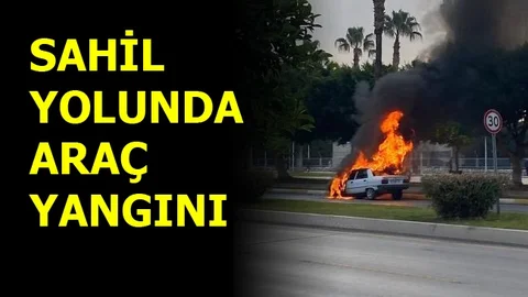Sahil Yolunda Araç Yangını