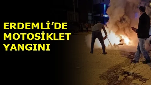 Mersin'de Motosiklet Yangını