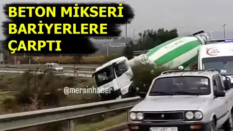 Beton Mikseri Bariyerlere Çarptı