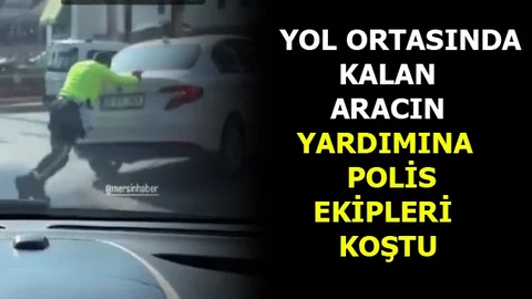 Arıza Yapan Aracın Yardımına Polis Ekipleri Koştu