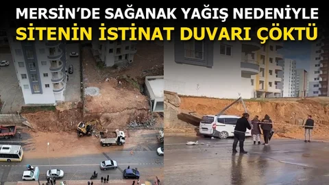 Sağanak Yağış Nedeniyle Sitenin Duvarı Çöktü