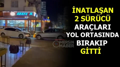 İnatlaşan Sürücüler Araçları Yolda Bırakıp Gitti